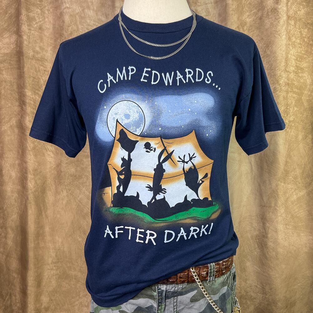 Vintage 90s Looney Tunes T-Shirt Camp Edwards After Dark Camping Graphic Tee